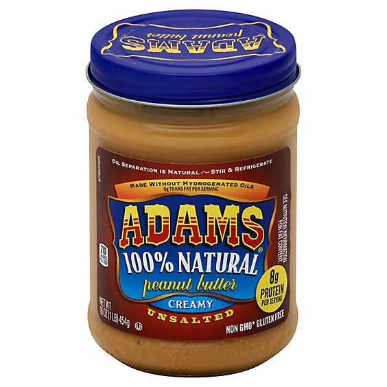 Adams Peanut Butter Unsalted Creamy - 16 Oz