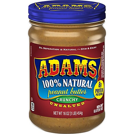 Adams Peanut Butter Unsalted Crunchy - 16 Oz