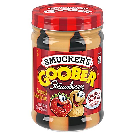 Smuckers Goober Peanut Butter & Jelly Stripes Strawberry - 18 Oz