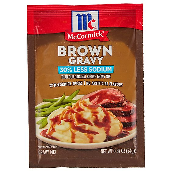 McCormick 30% Less Sodium Brown Gravy Seasoning Mix - 0.87 Oz