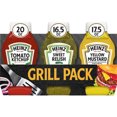 Heinz Tomato Ketchup Sweet Relish & 100% Natural Yellow Mustard Picnic Variety Pack - 3 Count