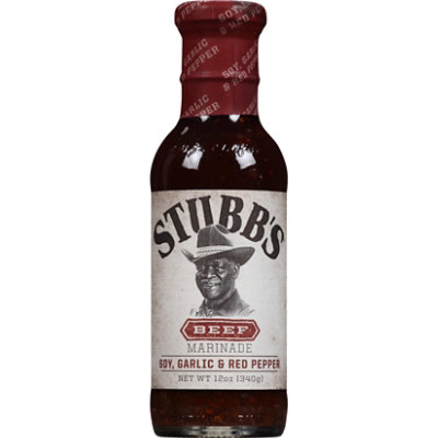 Stubbs Marinade Beef Soy Garlic & Red Pepper - 12 Oz