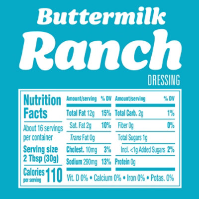 how many carbs in buttermilk ranch dressing