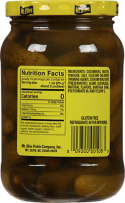 Mt. Olive No Sugar Added Pickles Sweet Gherkins - 16 Fl. Oz. - Image 5