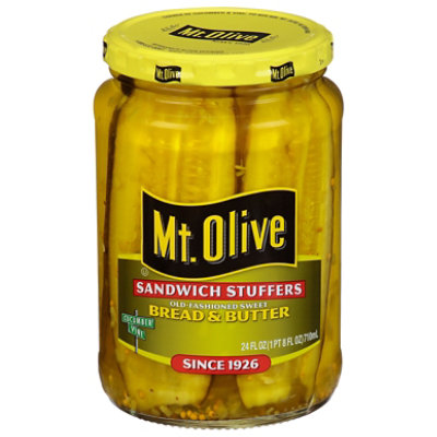 Mt Olive Pickles Sandwich Stuffers Bread Butter Old Fashioned Sweet 24 Fl Oz Safeway