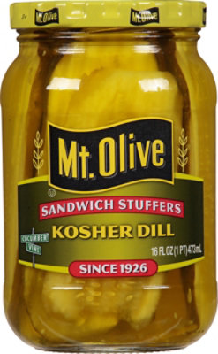 Mt. Olive Pickles Sandwich Stuffers Kosher Dill Made with Sea Salt - 16 Fl. Oz. - Image 1