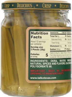 Talk O Texas Pickles Okra Hot - 16 Fl. Oz. - Image 6