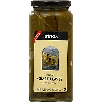 Krinos Grape Leaves in Vinegar Brine - 16 Oz - Image 2