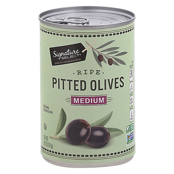 Signature SELECT Olives Pitted Ripe Medium Can - 6 Oz