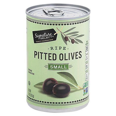Signature SELECT Olives Pitted Ripe Small Can - 6 Oz
