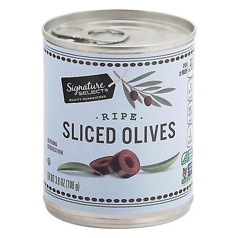 Signature SELECT Olives Sliced Ripe Can - 3.8 Oz