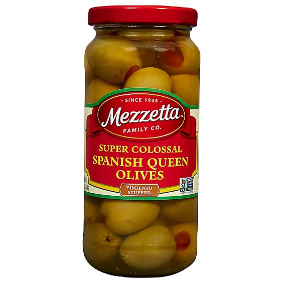 Mezzetta Olives Spanish Queen Super Colossal Pimiento Stuffed - 10 Oz
