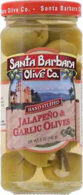 Santa Barbara Olive Co. Olives Hand Stuffed Jalapeno & Garlic - 5 Oz - Image 2