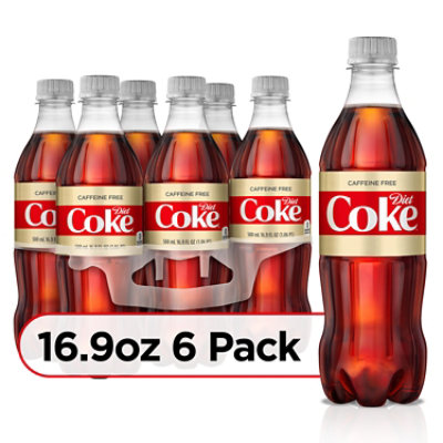 Diet Coke Soda Pop Cola Caffeine Free - 6-16.9 Fl. Oz. - Image 1