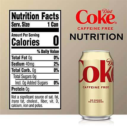 Diet Coke Soda Pop Cola Caffeine Free 12 Count - 12 Fl. Oz. - Image 4