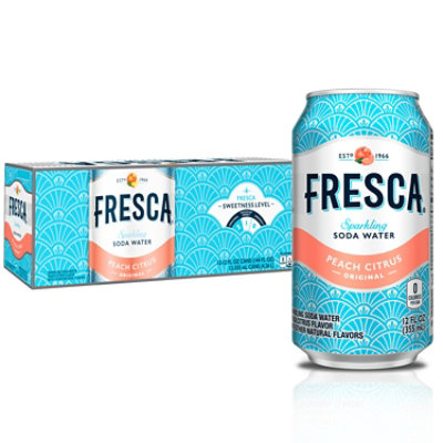 Fresca Soda Flavored Sparkling Sugar Free Zero Calorie Peach Citrus In Can - 12-12 Fl. Oz.