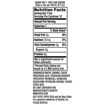 Pepsi Soda Diet Caffeine Free - 12-12 Fl. Oz. - Image 4