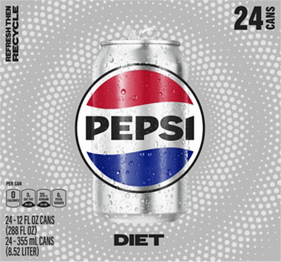 Pepsi Cola Diet Soda Cans - 24-12 Fl. Oz. - Image 5