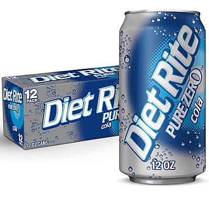 Diet Rite Soda Cola Pure Zero - 12-12 Fl. Oz. - Image 1