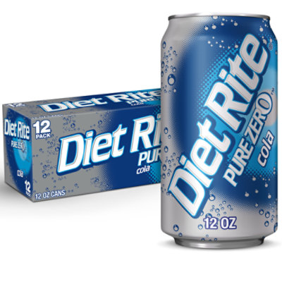 Diet Rite Soda Cola Pure Zero - 12-12 Fl. Oz.