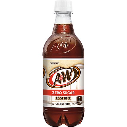 A&W Zero Sugar Root Beer Soda Bottle - 20 Fl. Oz. - Image 1