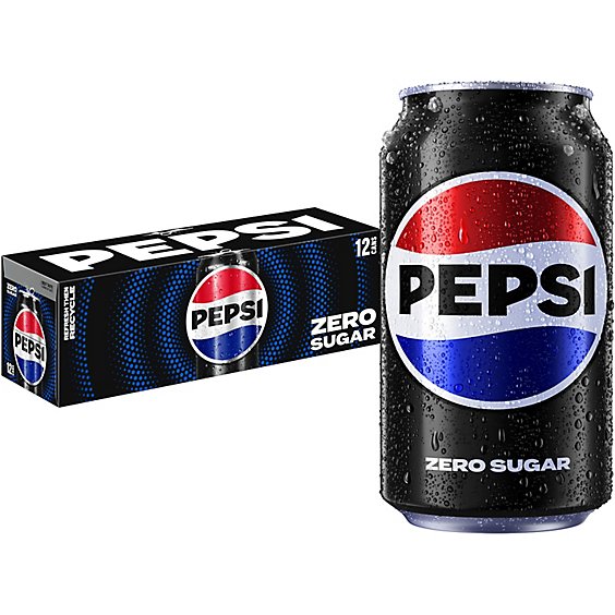 Pepsi Soda Cola Zero Sugar Cans - 12-12 Fl. Oz.
