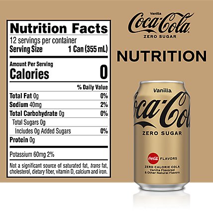 Coca-Cola Soda Pop Vanilla Zero Sugar - 12-12 Fl. Oz. - Image 4