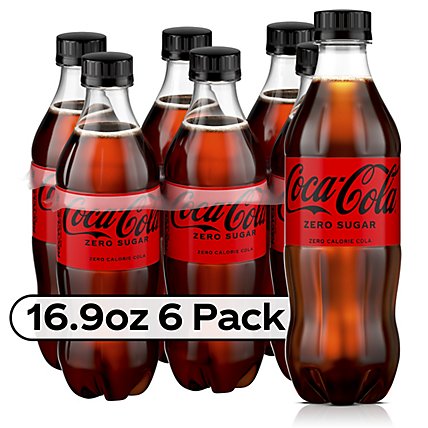 Coca-Cola Zero Sugar Soda Bottles - 6-16.9 Fl. Oz. - Image 1