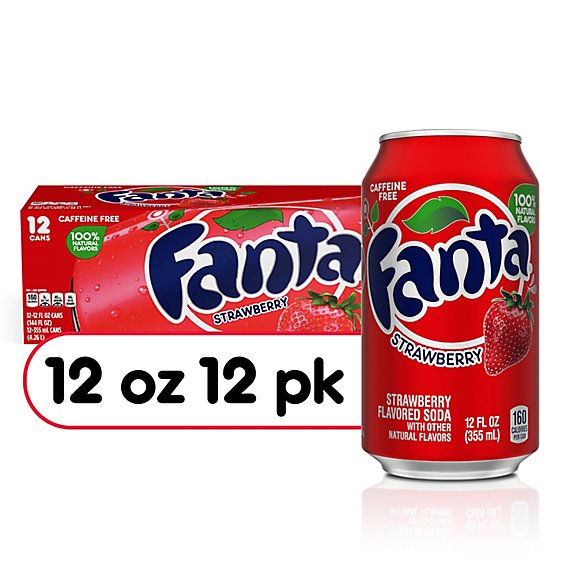 Fanta Soda Pop Strawberry Flavored In Can - 12-12 Fl. Oz.