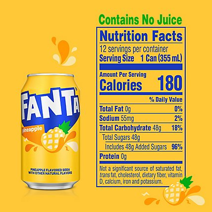 Fanta Soda Pop Pineapple Flavored In Can - 12-12 Fl. Oz. - Image 4