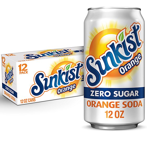 Sunkist Zero Sugar Orange Soda Cans Multipack - 12-12 Fl. Oz.
