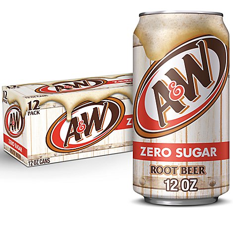 A&W Soda Zero Sugar Root Beer - 12-12 Fl. Oz.