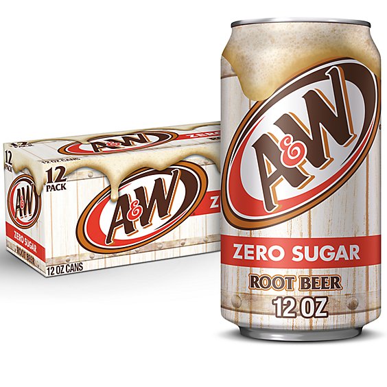 A&W Zero Sugar Root Beer Soda Bottle - 12-12 Fl. Oz.