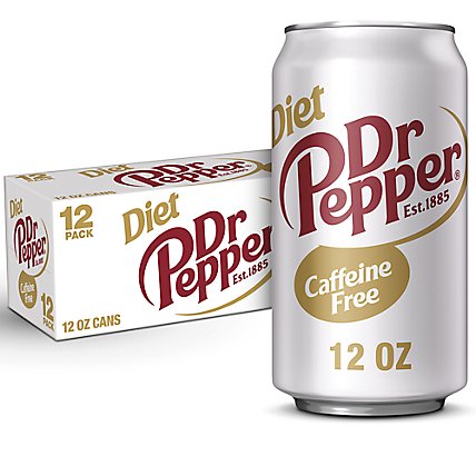 Caffeine Free Diet Dr Pepper Soda 12 fl oz cans 12 pack - Image 1