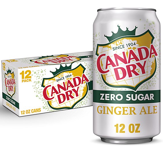 Canada Dry Soda Zero Sugar Ginger Ale Pack In Cans - 12-12 Fl. Oz.