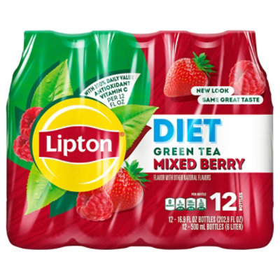 Lipton Herbal Iced Tea, Strawberry & Mint Green Tea, 16.9 oz, 12 Pack  Bottles 