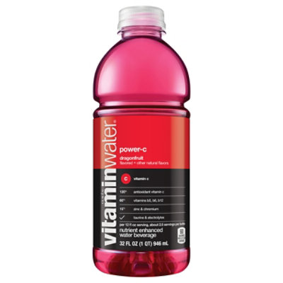 vitaminwater Water Beverage Nutrient Enhanced Power C Dragonfruit - 32 Fl. Oz.