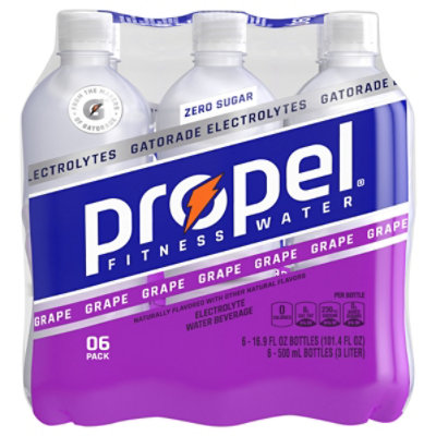 Propel Water Beverage with Electrolytes & Vitamins Grape - 6-16.9 Fl. Oz. - Image 1