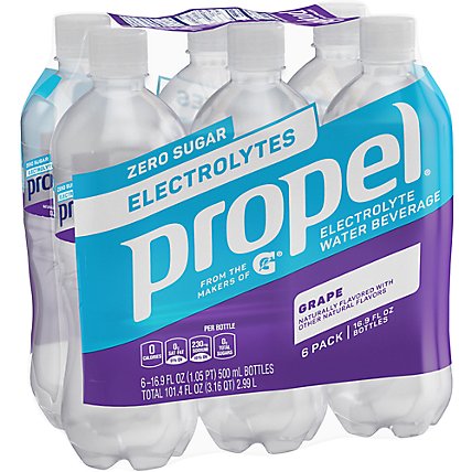 Propel Water Beverage with Electrolytes & Vitamins Grape - 6-16.9 Fl. Oz. - Image 1