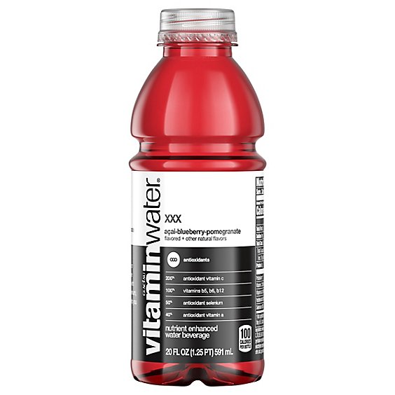 vitaminwater Water Beverage Nutrient Enhanced XXX Acai Blueberry Pomegranate - 20 Fl. Oz.