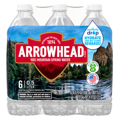 Arrowhead 100% Mountain Spring Water - 6-16.9 Fl. Oz. - Image 1