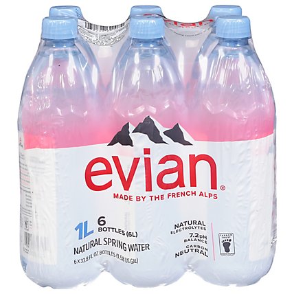 evian Natural Spring Water Bottles - 6- 1 Liter - Image 2