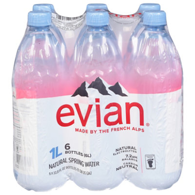 evian Natural Spring Water Bottles - 6-1 Liter - Tom Thumb