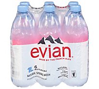 evian Natural Spring Water Bottles - 6- 1 Liter