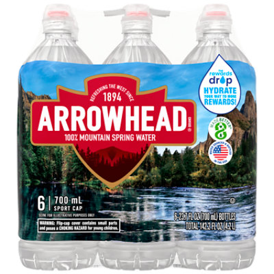 Arrowhead 100% Mountain Spring Water Plastic Sport Cap - 6-23.7 Fl. Oz. - Image 1