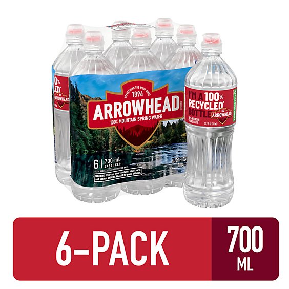 Arrowhead 100% Mountain Spring Water Plastic Sport Cap - 6-23.7 Fl. Oz.