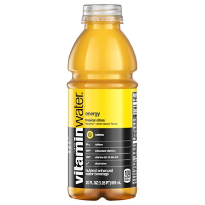 vitaminwater Water Beverage Nutrient Enhanced Energy Tropical Citrus - 20 Fl. Oz.