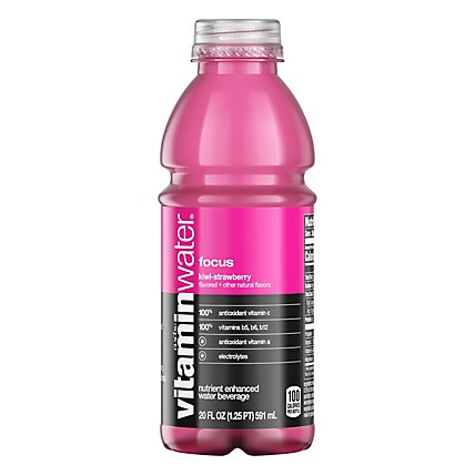 vitaminwater Water Beverage Nutrient Enhanced Focus Kiwi Strawberry - 20 Fl. Oz. - Image 2