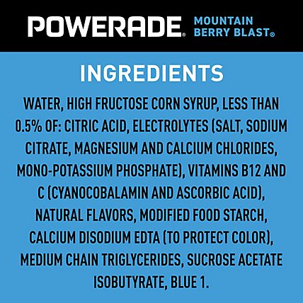 POWERADE Sports Drink Electrolyte Enhanced Mountain Berry Blast - 8-20 Fl. Oz. - Image 3
