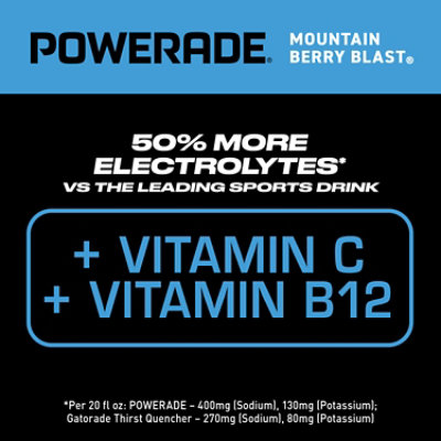 POWERADE Sports Drink Electrolyte Enhanced Mountain Berry Blast - 8-20 Fl. Oz. - Image 4